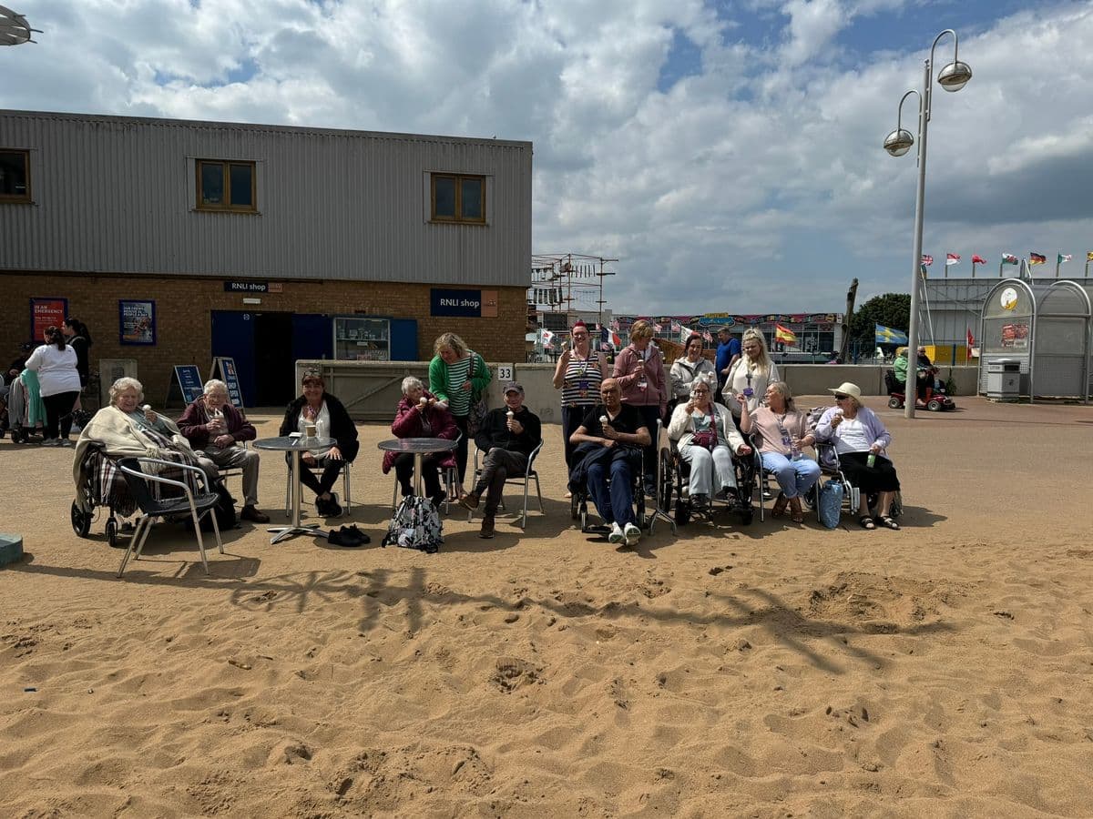 Your Home Care clients and staff enjoying a day trip to Skegness beach