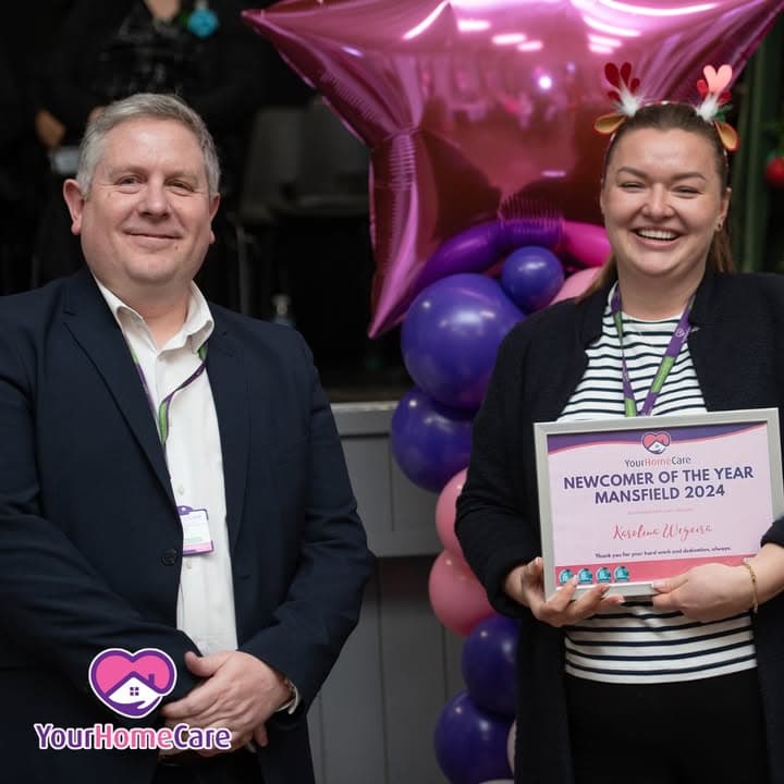 Karolina, Newcomer of the Year for Mansfield, receiving her award