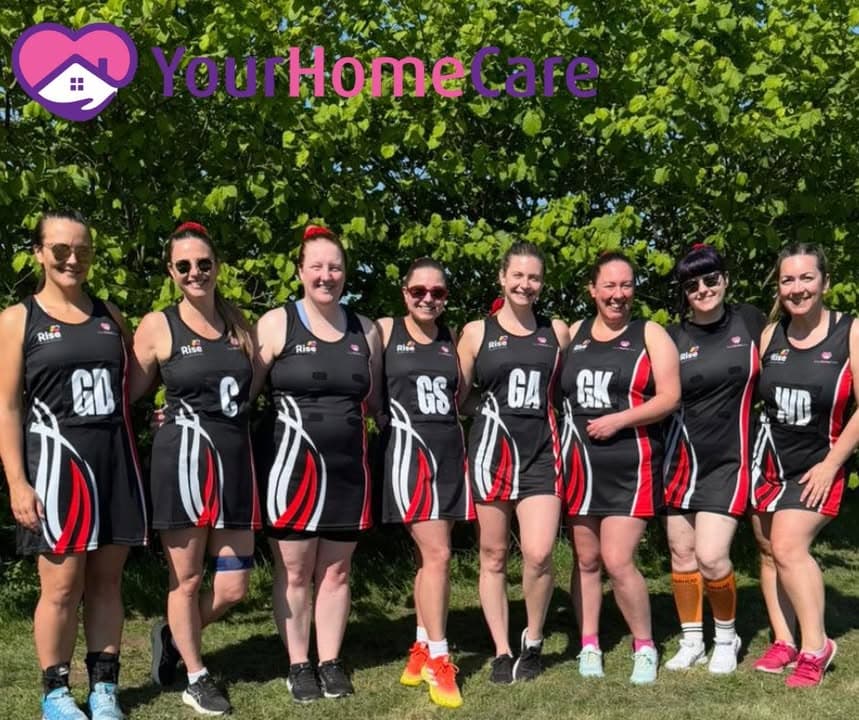 Netrix netball team in their Your Home Care and Rise sponsored kit