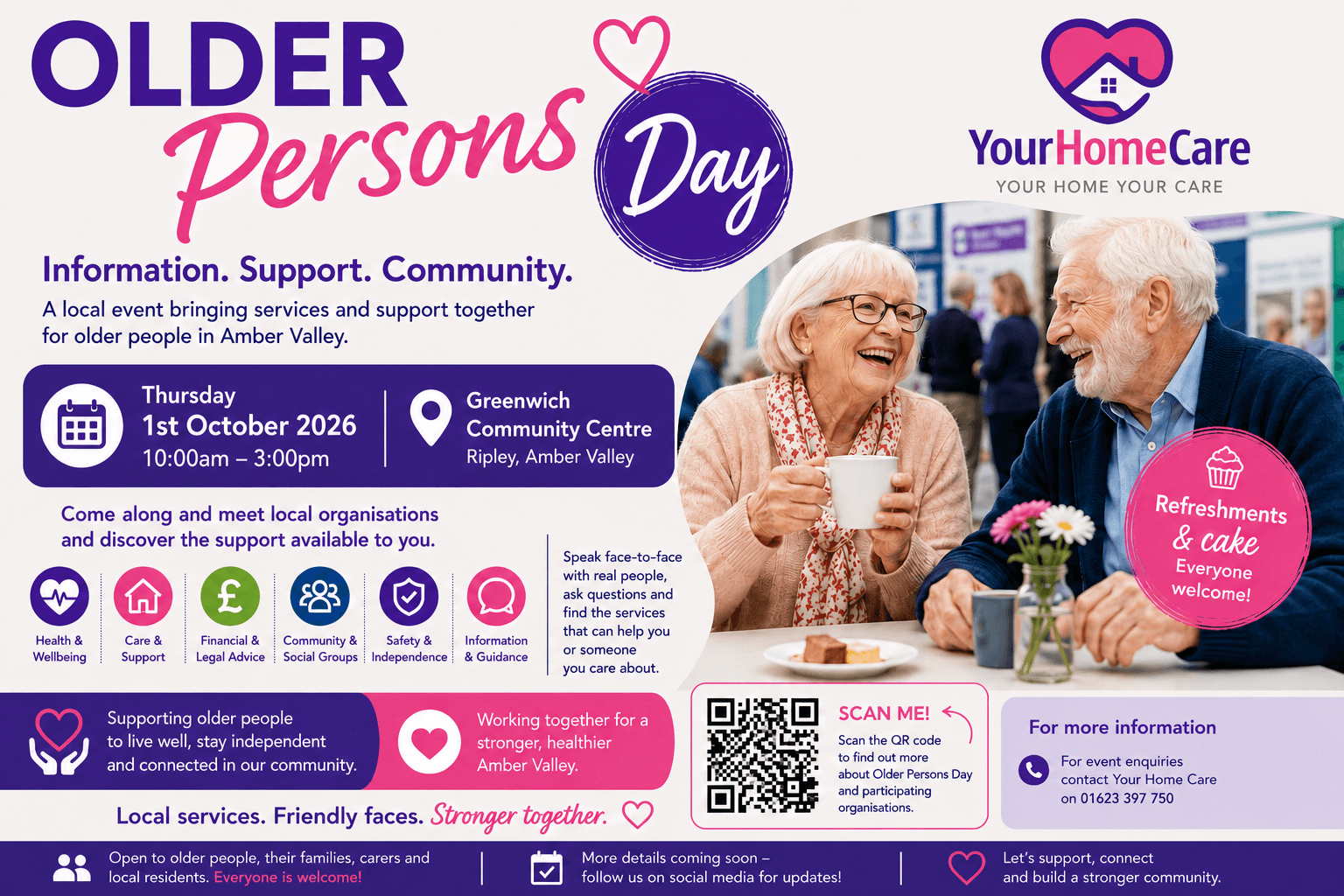 Older Persons Day 2026 poster for Greenwich Community Centre in Ripley